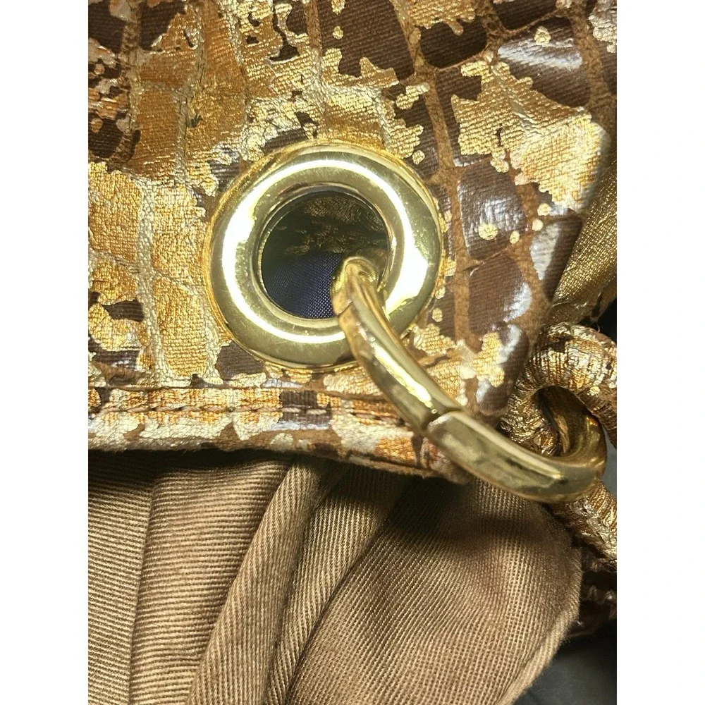 Gold Metallic Oversized Bag Braided Handle Gold Metallic‎ Snakeskin Hobo Purse